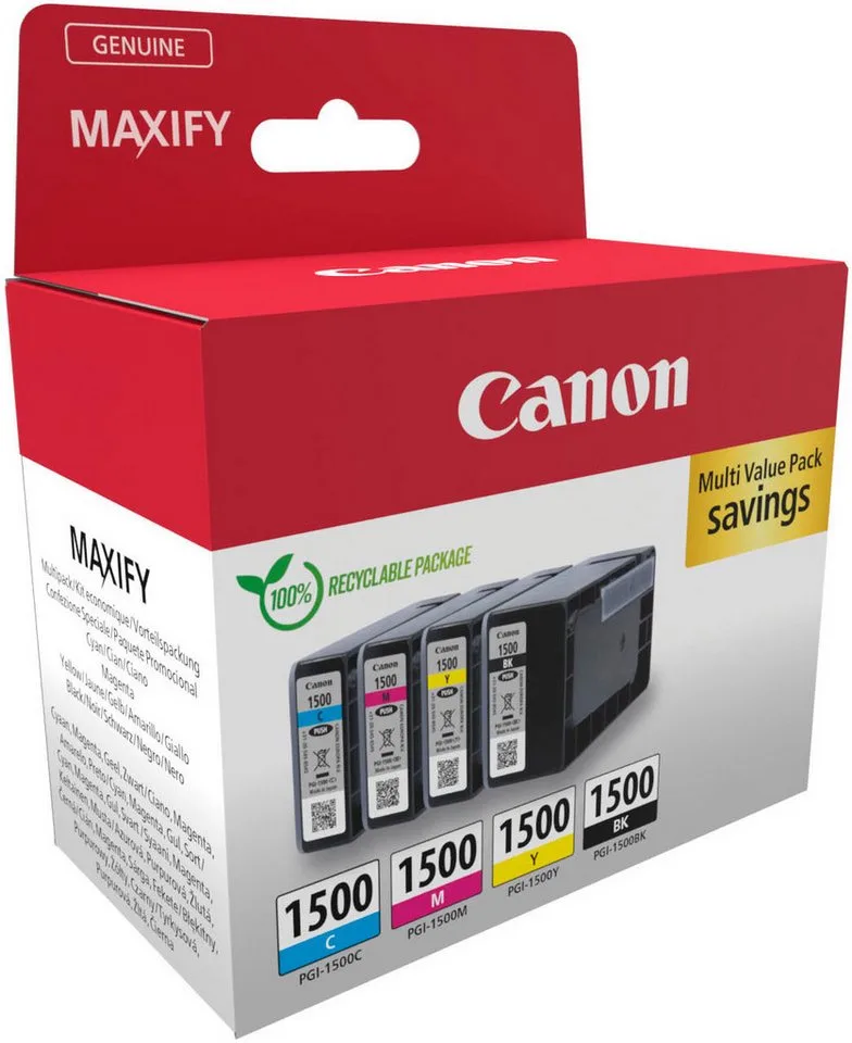 Canon PGI-1500 BK/C/M/Y Tinte Multipack Tintenpatrone by Canon in Multicolour, Yellow, Black – product photo