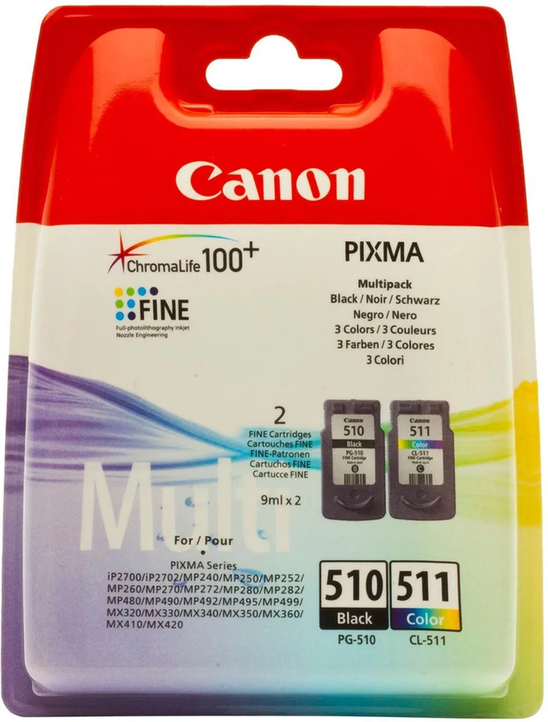 CL-511 + PG-510 - Inktcartridge - Origineel - Standaard capaciteit - Kleur en Zwart + Retourzakje von Canon in Mehrfarbig – Produktfoto