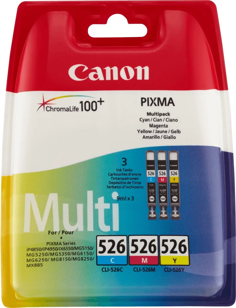CLI-526C/M/Y - Inktcartridge / Cyaan / Magenta von Canon in Gelb – Produktfoto