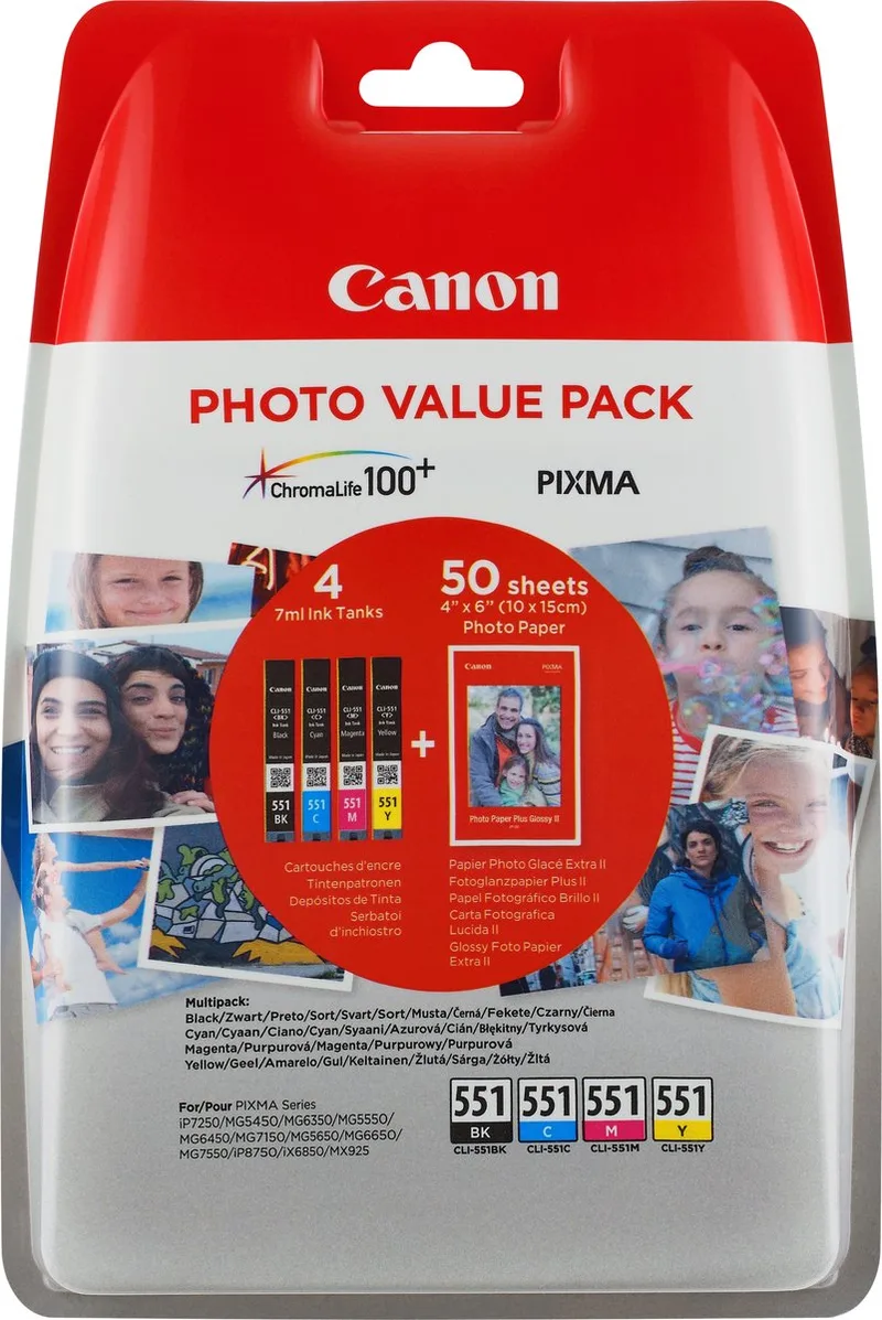 CLI-551 - Inktcartridge - Cyaan / Geel / Magenta von Canon in Schwarz – Produktfoto