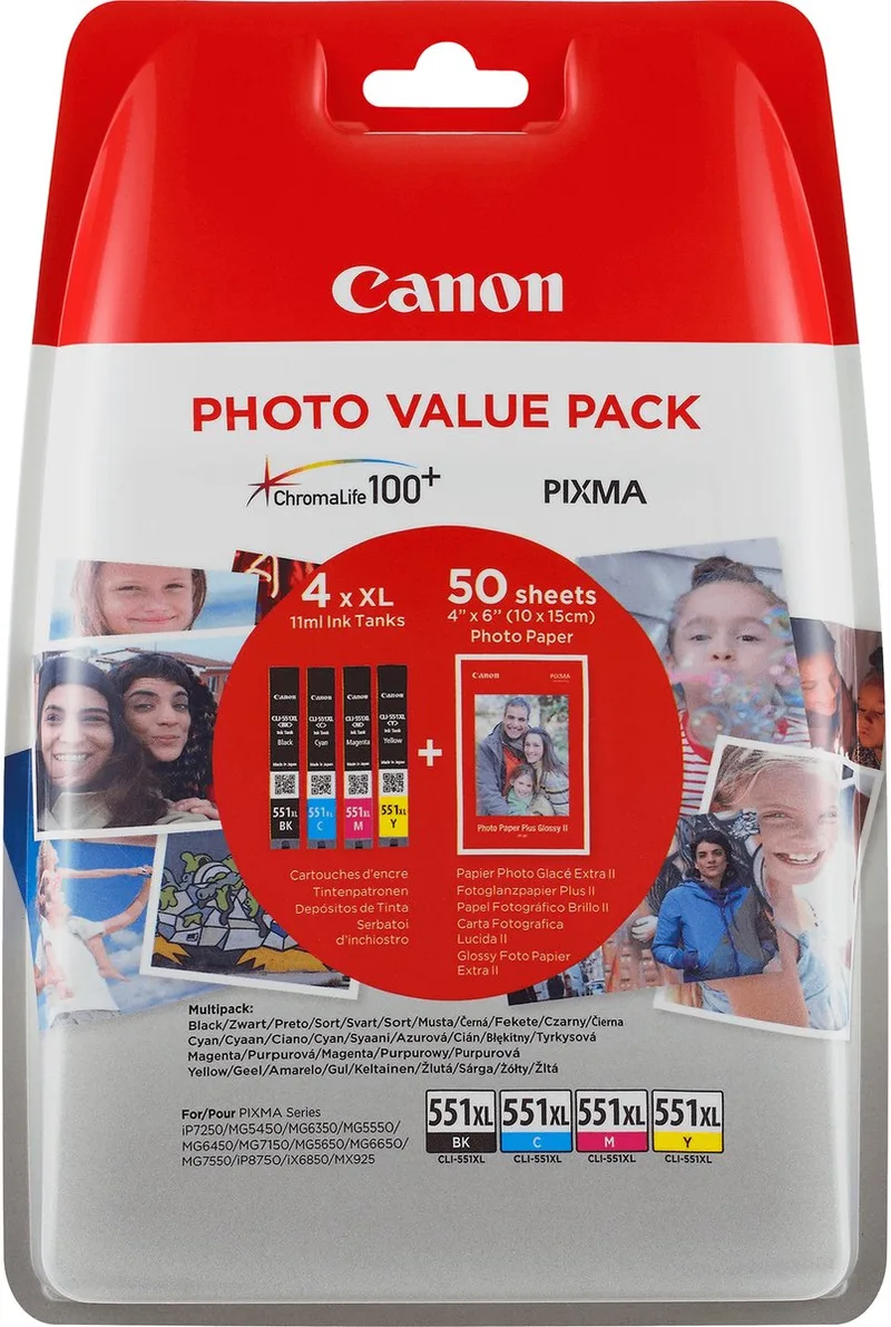 CLI-551- XL Inktcartridge - Zwart / Cyaan / Magenta / Geel de Canon en Multicolore – photo produit