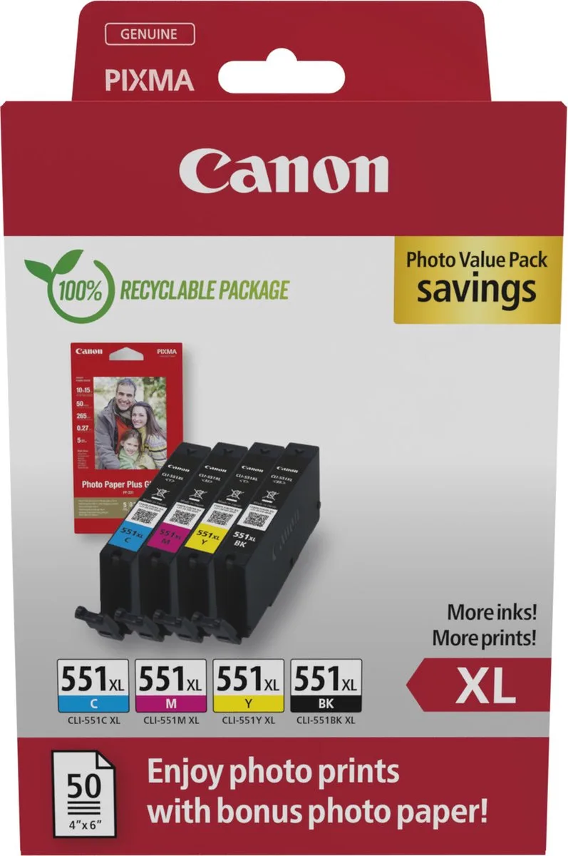 CLI-551XL - Inktcartridge - Origineel - Hoge capaciteit - Kleur by Canon in Black – product photo 1 of 2