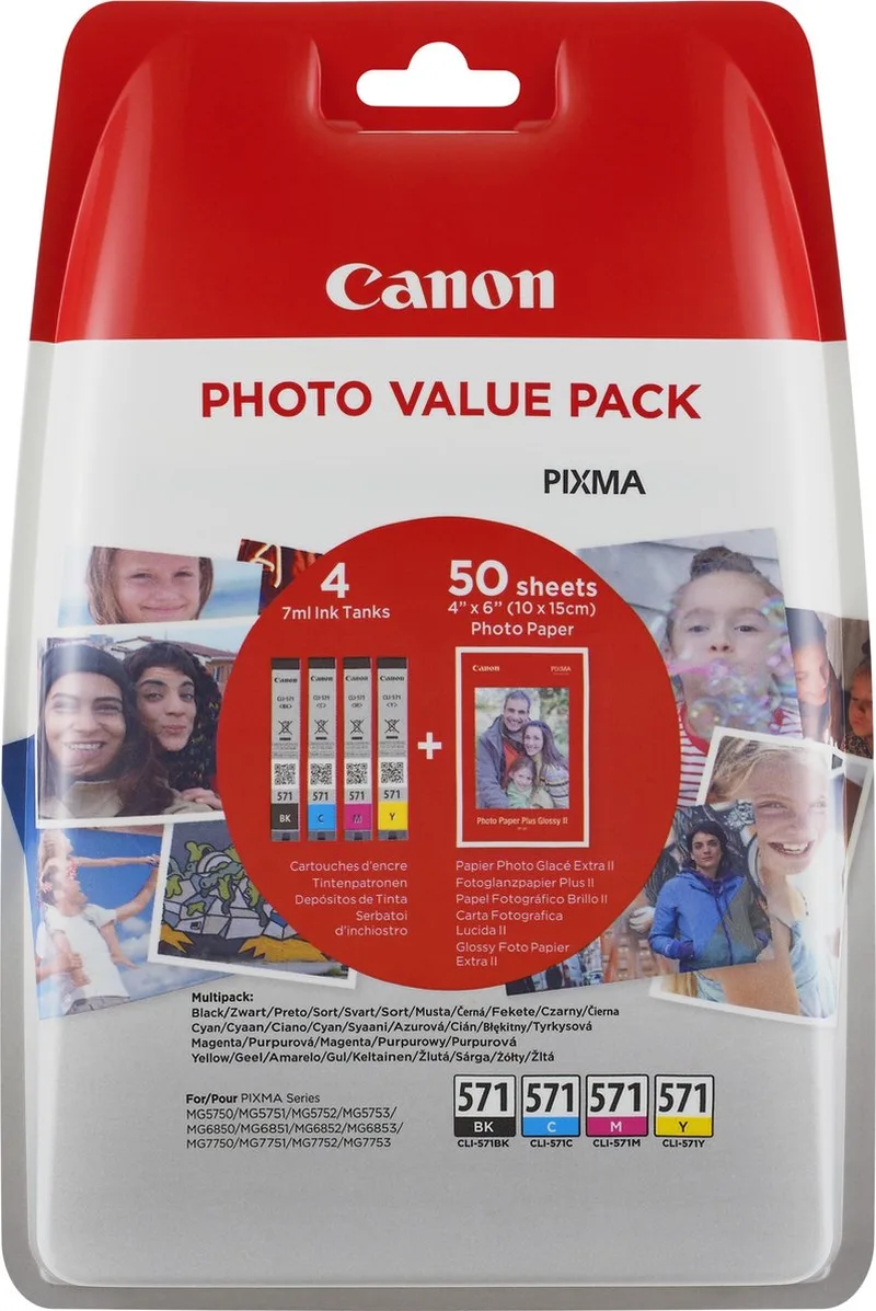 CLI-571- Inktcartridge - Cyaan / Geel / Magenta de Canon en Noir – photo produit