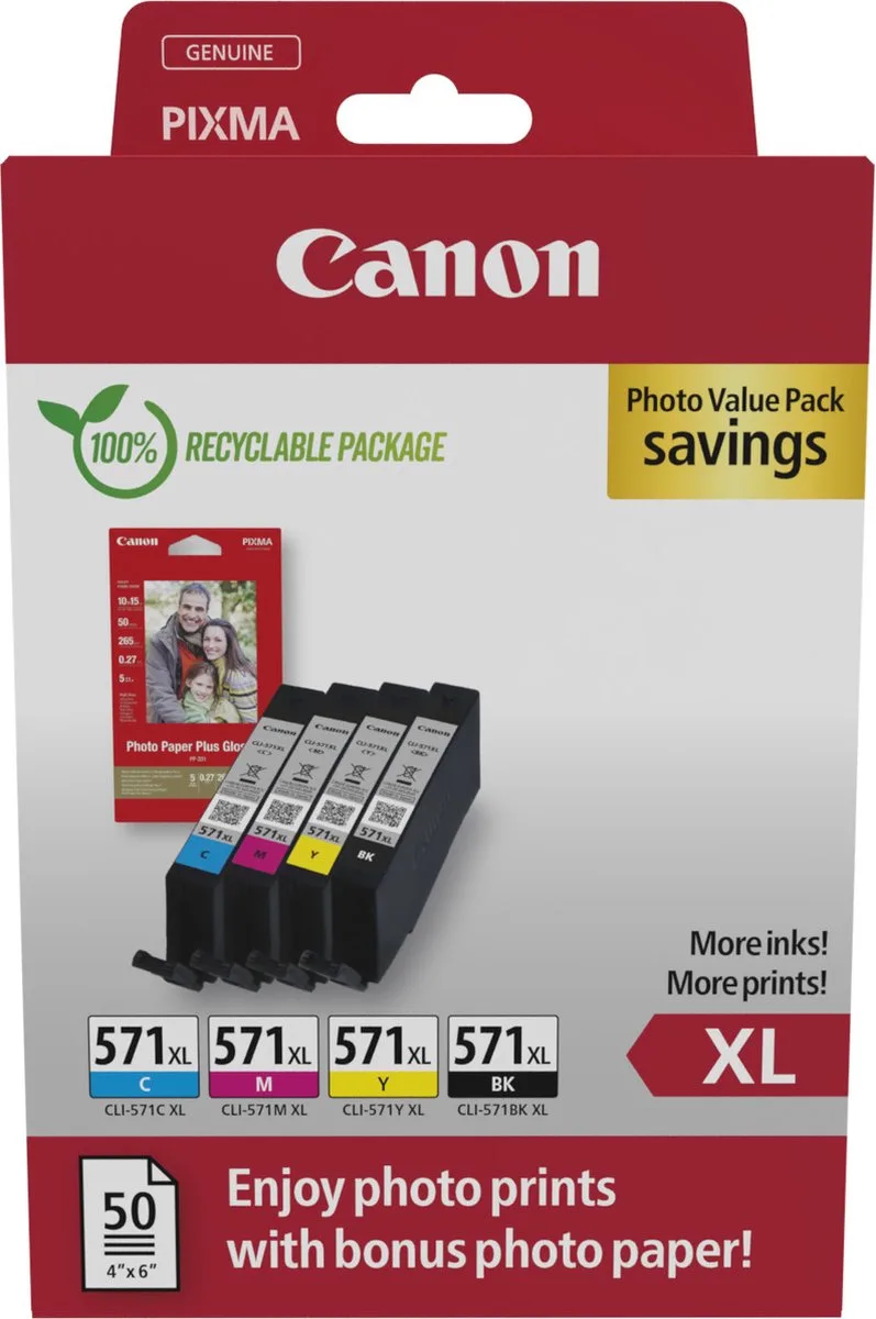 CLI-571XL - Inktcartridge - Origineel - Hoge capaciteit - Kleur de Canon en Noir – photo produit 1 sur 2