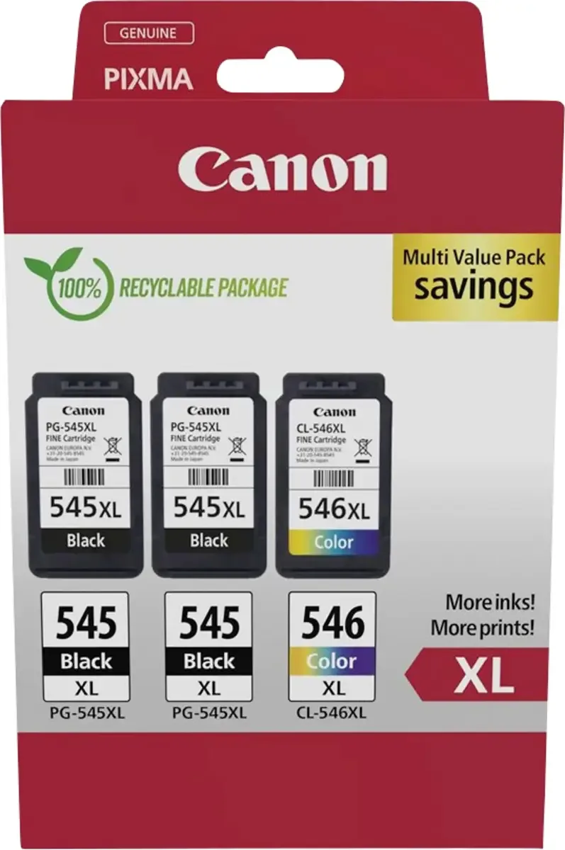 Druckerpatrone PG-545XL+CL-546XL Original 3er-Pack Schwarz, Schwarz, Color 8286B013 de Canon – photo produit