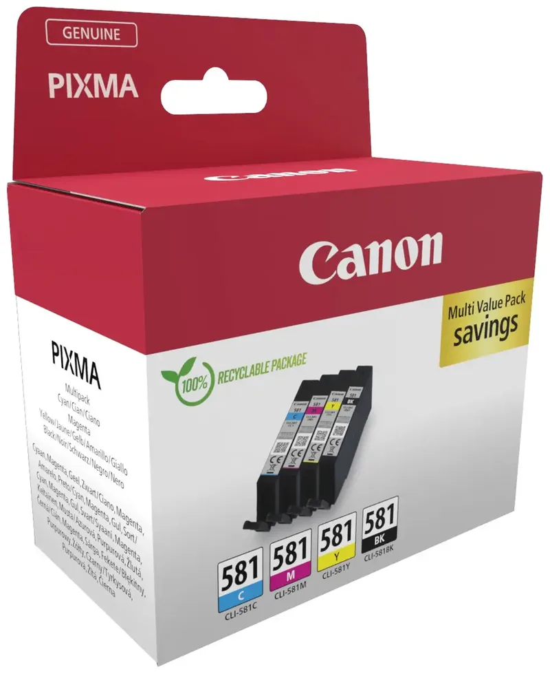 Inktcartridge CLI-581 C/M/Y/BK Multipack Origineel Combipack Zwart, Cyaan, Magenta, Geel 2103C007 de Canon – photo produit 2 sur 2