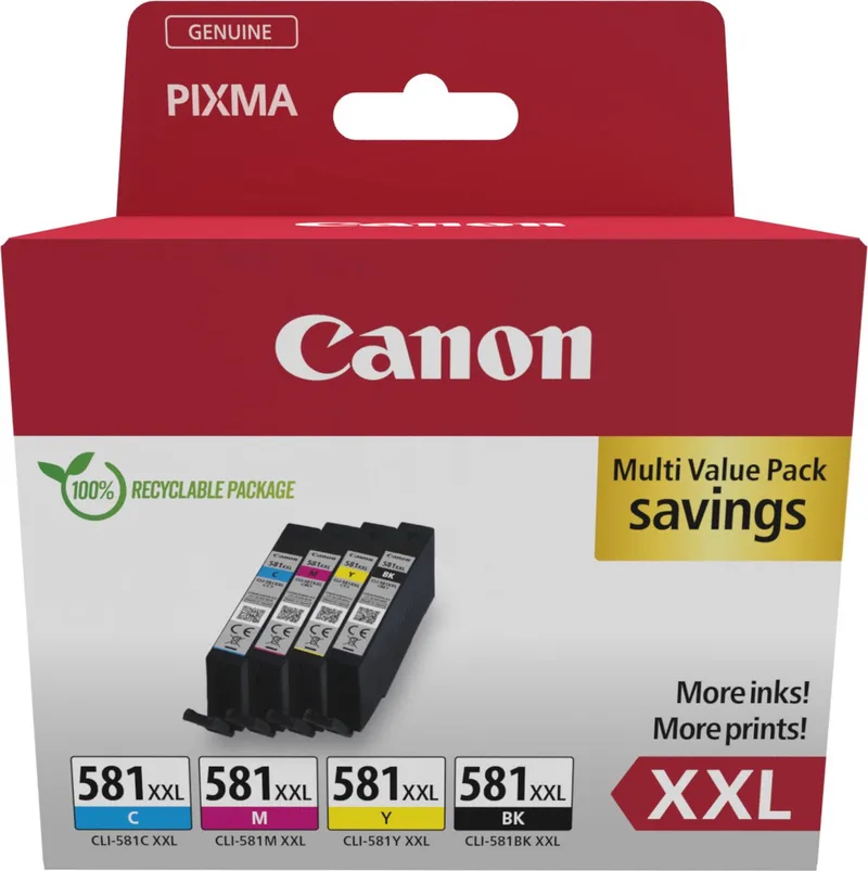 Inktcartridge CLI-581XXL zwart + 3 kleuren by Canon in Kleurloos – product photo 1 of 2