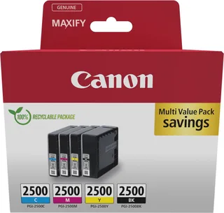 Tinte PGI-2500 für Canon Maxify, Multipack von Canon in Schwarz, Cyaan, Magenta, Gelb – Produktfoto 1 von 2