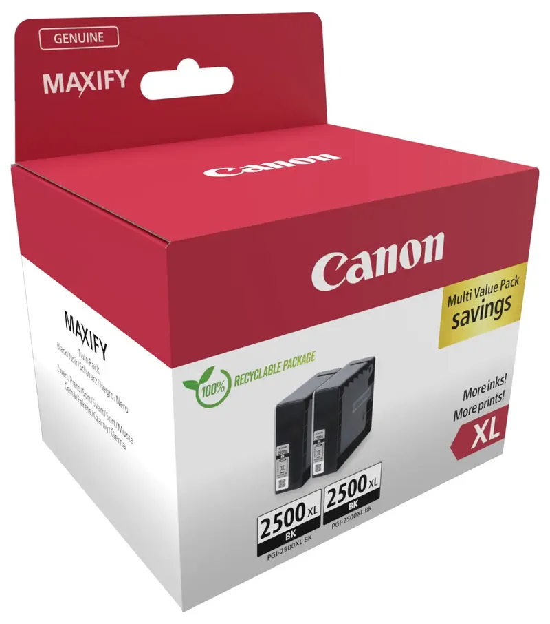 Inktcartridge PGI-2500XL BK Twin Pack Origineel 2-pack Zwart 9254B011 de Canon – photo produit 2 sur 2