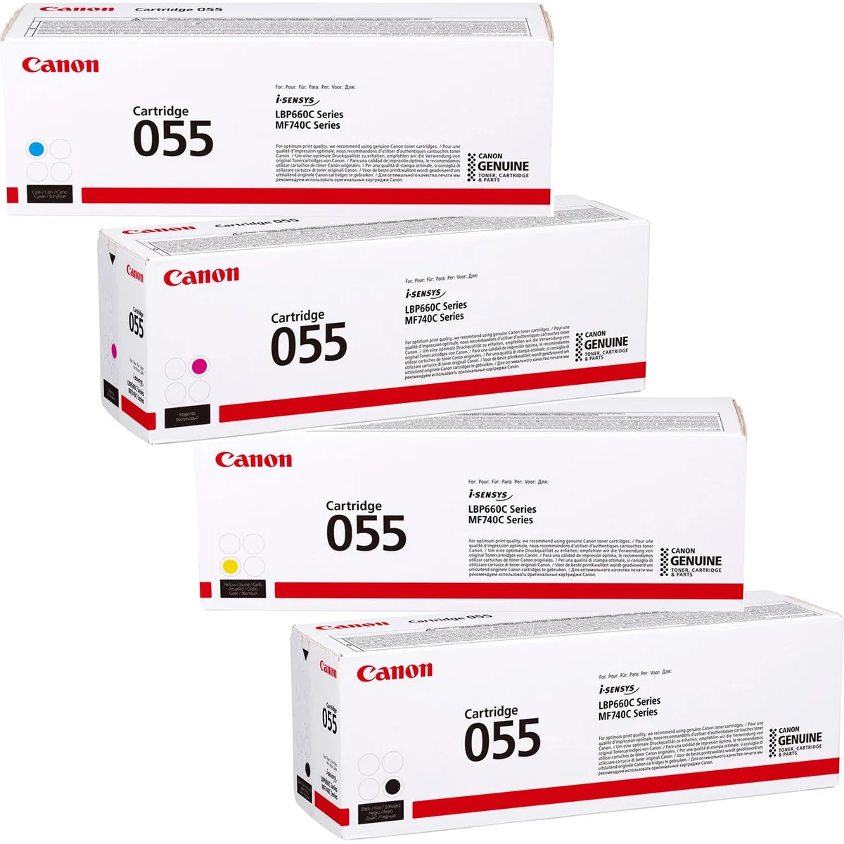 Original 055 Toner - 4er-Set cyan, magenta, gelb, schwarz fra Canon – produktbillede