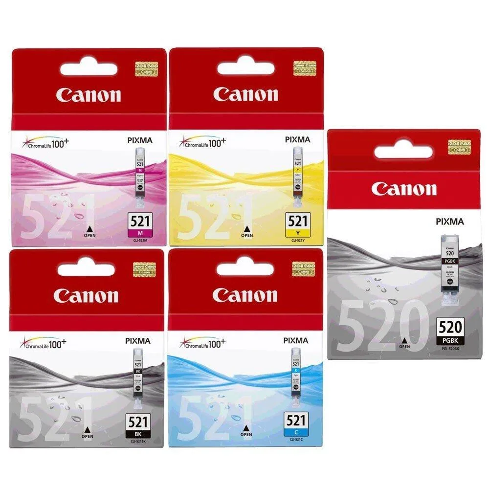 Original CLI-521 + PGI-520 Druckerpatronen Multipack - BK/C/M/Y/BK 4x9ml / 1x19ml fra Canon – produktbillede