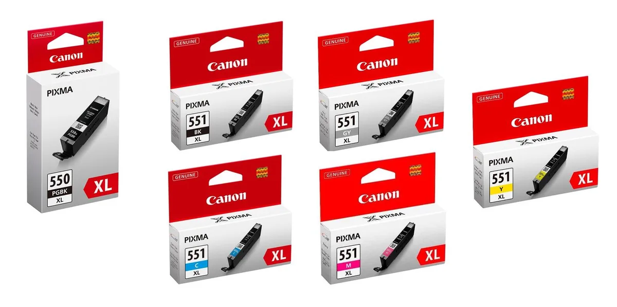 Original PGI-550PGBK/CLI-551 XL Druckerpatronen 6er-Multipack - BK/C/M/Y/GR/BK van Canon – productfoto