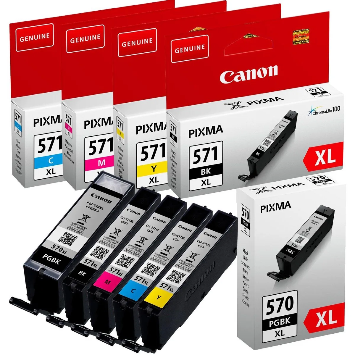 Original PGI-570XL/CLI-571XL Druckerpatronen - 5er Multipack (CMYK/PGBK) by Canon – product photo