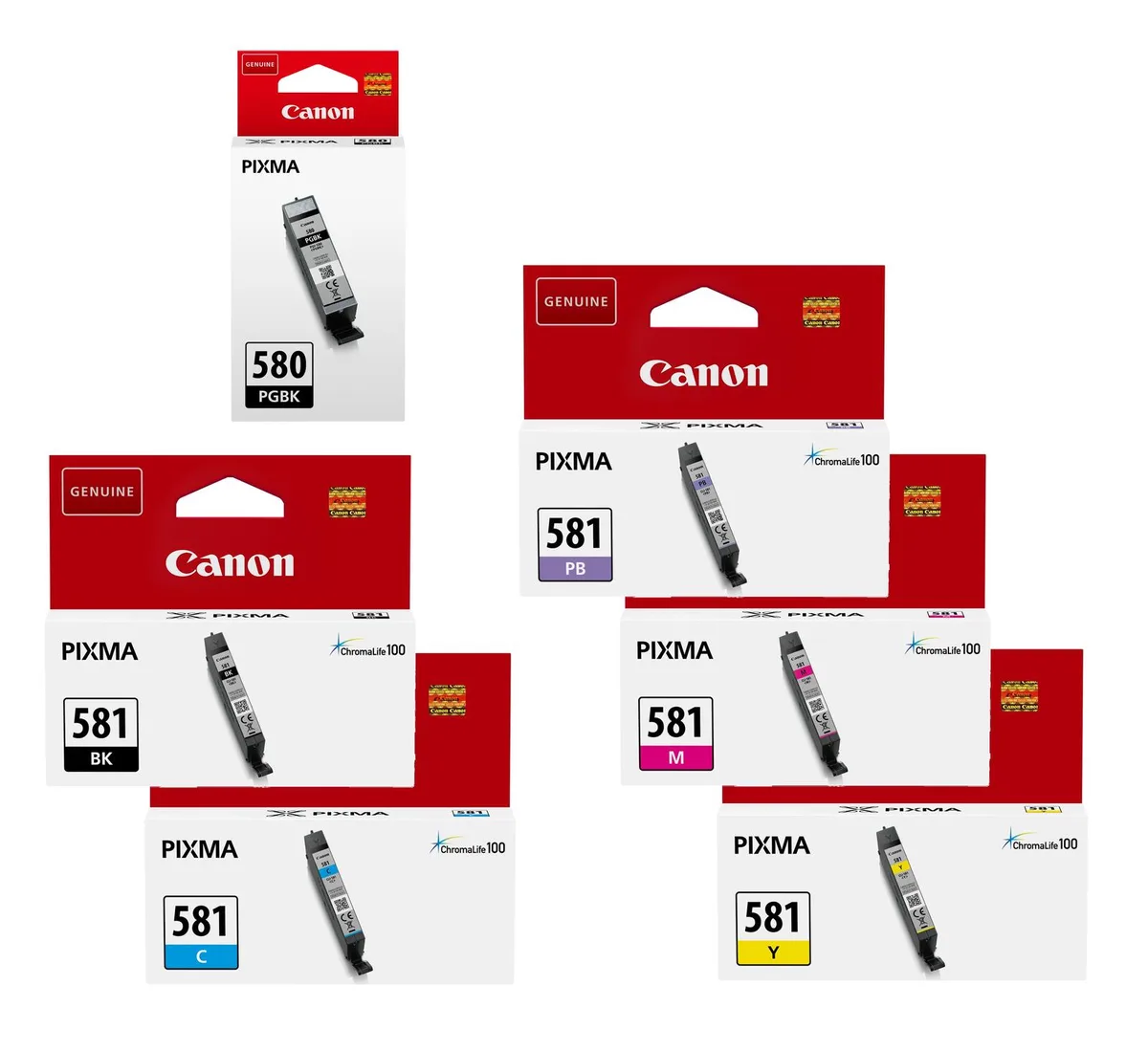 Original PGI-580PGBK + CLI-581 Druckerpatronen 6er-Multipack - BK/C/PB/M/Y/BK von Canon – Produktfoto