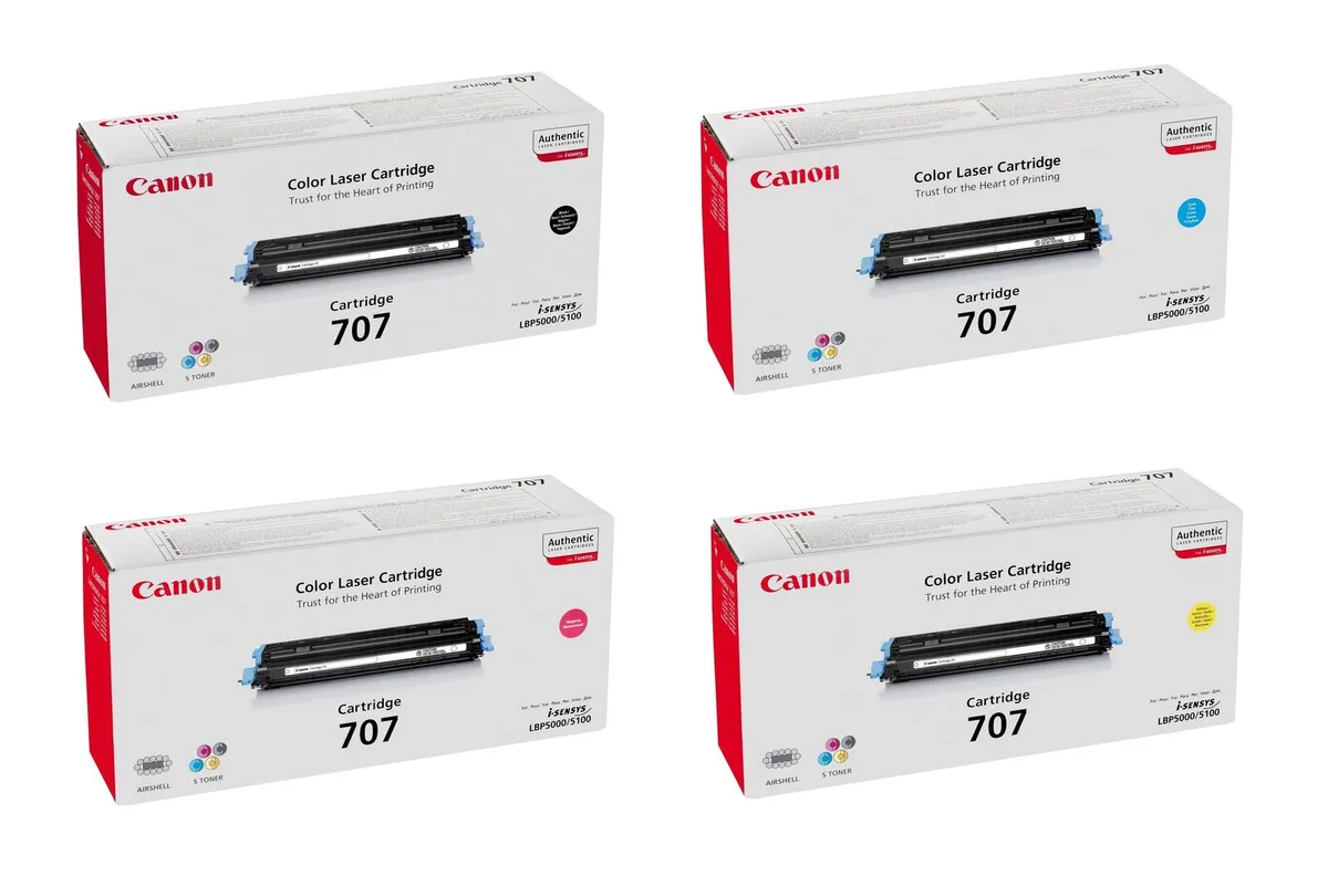 Original Toner 707 4er-Set schwarz, cyan, magenta, gelb (OP9424A004) von Canon – Produktfoto