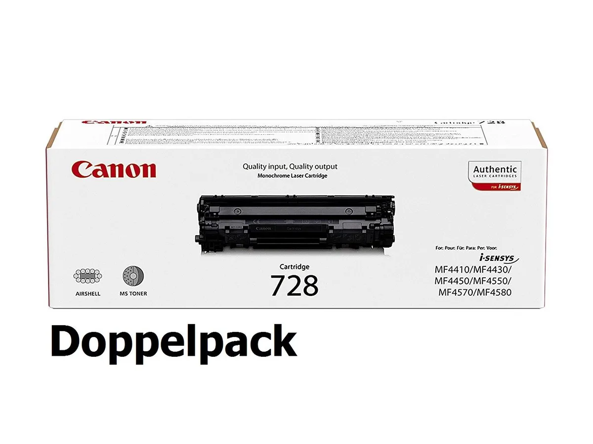 Original Toner 728 Doppelpack schwarz 2x 2.100 Seiten (3500B002) von Canon – Produktfoto