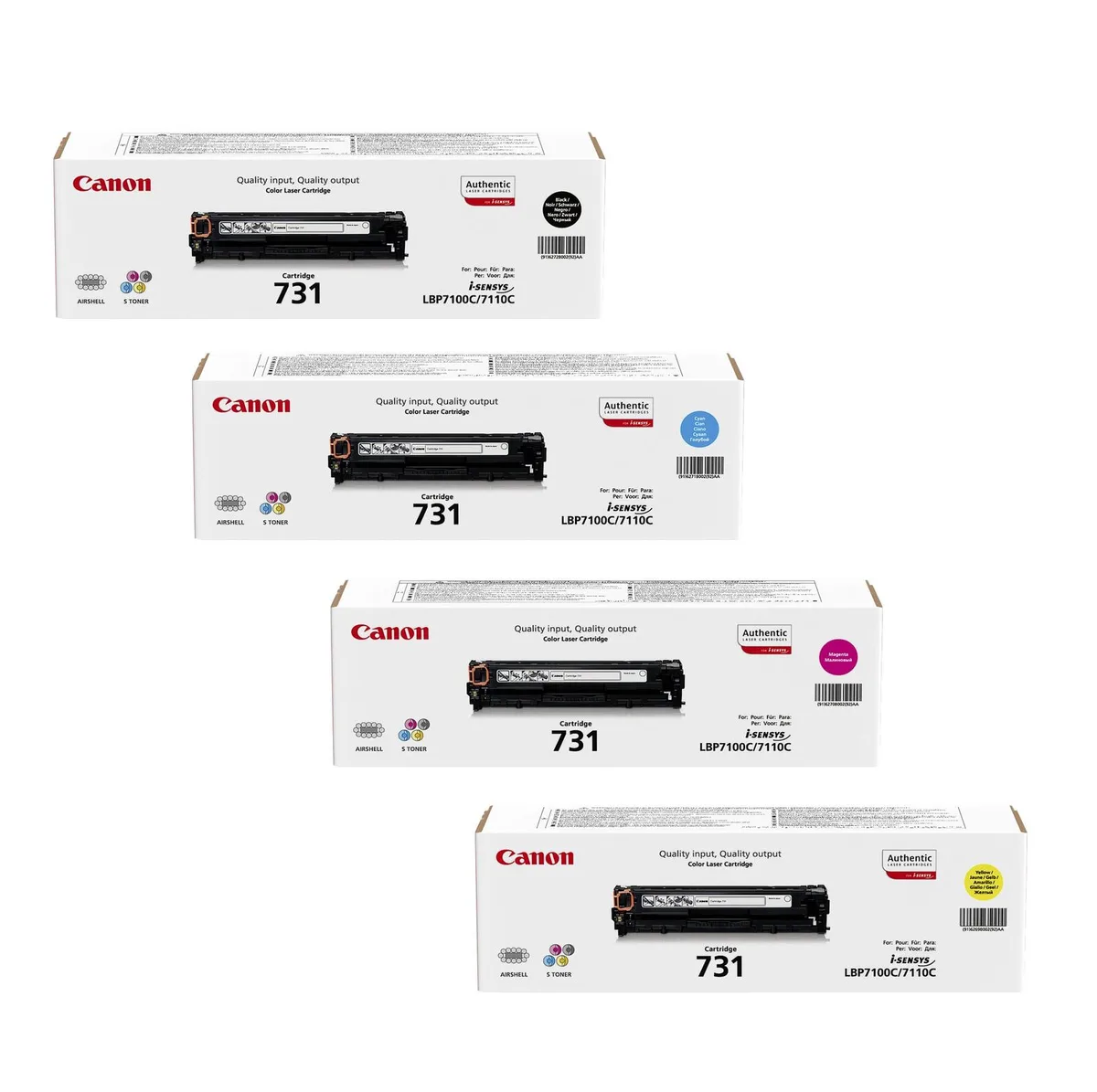 Original Toner 731-Serie 4er Set schwarz, cyan, magenta, gelb fra Canon – produktbillede