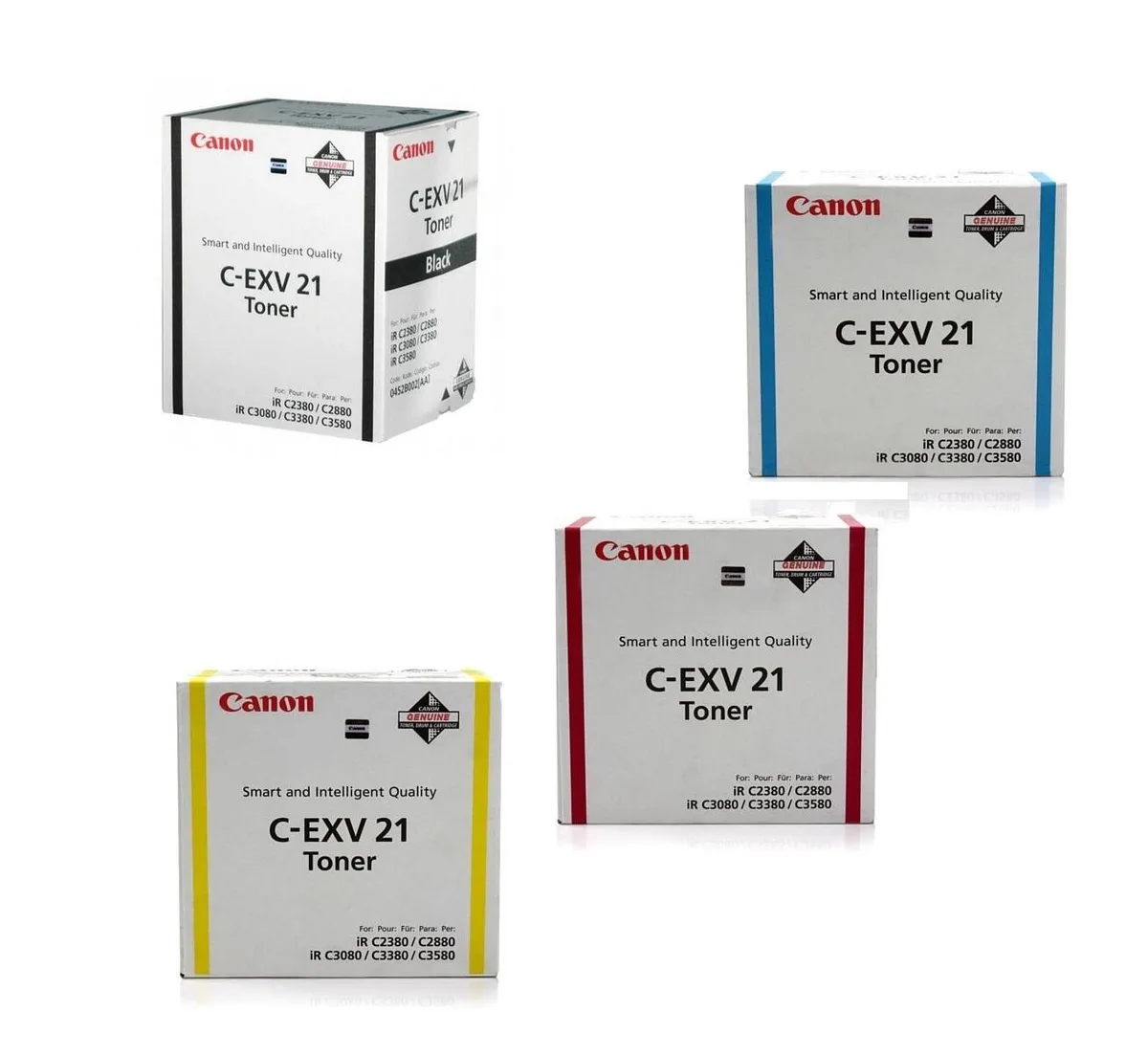Original Toner C-EXV21 4er-Set schwarz, cyan, magenta, gelb von Canon – Produktfoto