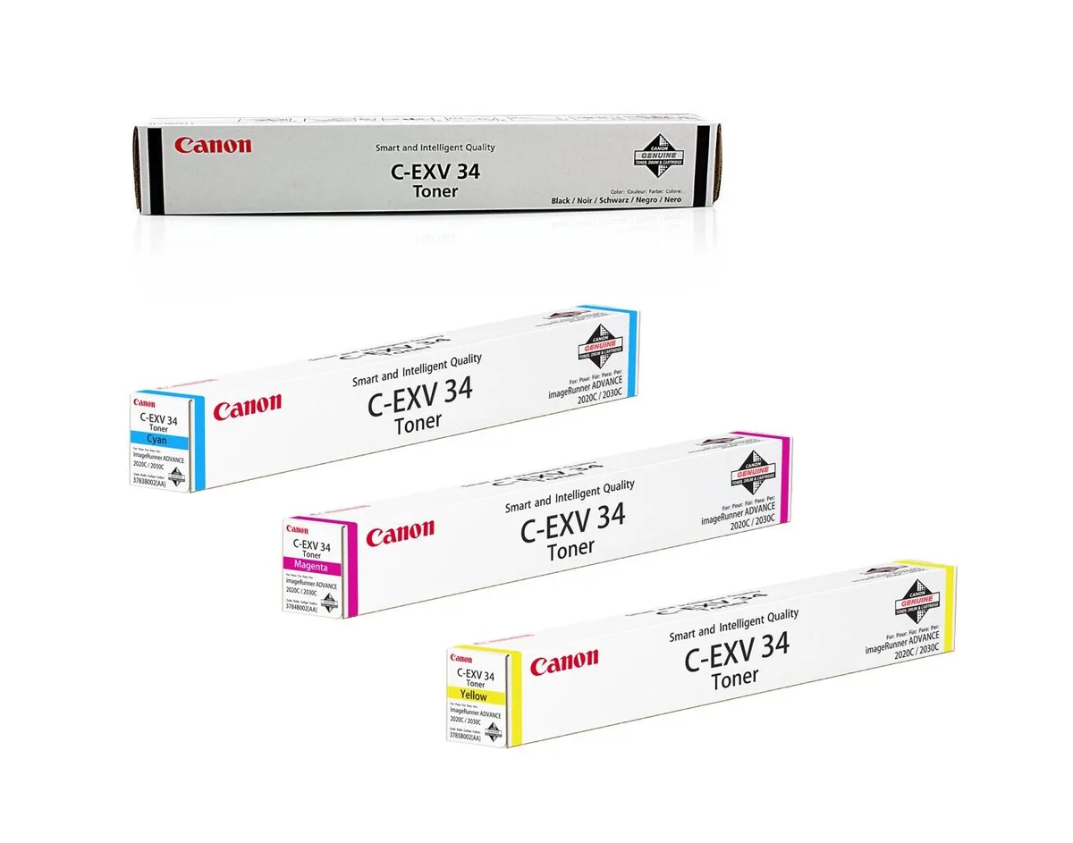 Original Toner C-EXV34 4er-Set schwarz, cyan, magenta, gelb von Canon – Produktfoto