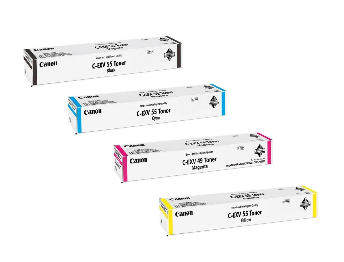 Original Toner C-EXV55 4er-Set schwarz, cyan, magenta, gelb (OP2182C002) von Canon – Produktfoto