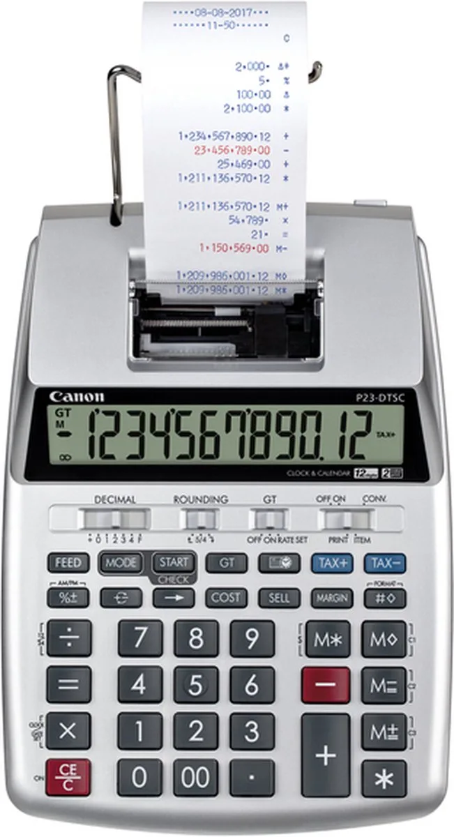 P23-DTSC - Pocket Rekenmachine met printer de Canon en Argent – photo produit