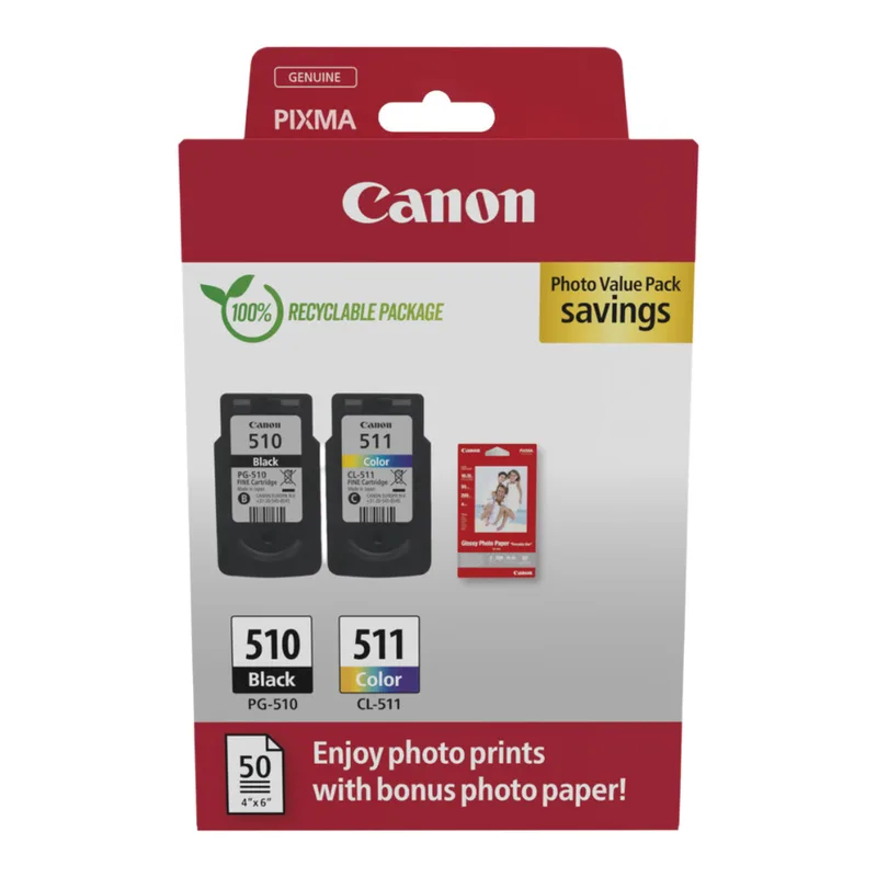 Pack économique de cartouches d’encre PG510/CL511 PVP SEC de Canon – photo produit