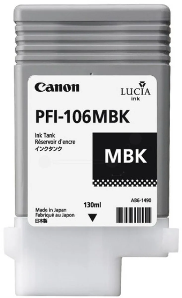 PFI-106MBK inktcartridge matzwart standard capacity 130 ml 1-pack by Canon in Mat Zwart – product photo