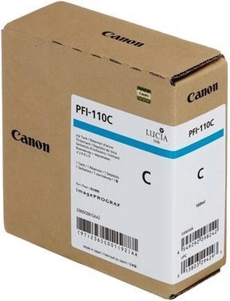 PFI-110C inktcartridge Origineel de Canon en Cyaan – photo produit