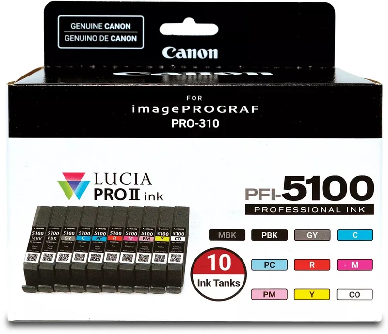 PFI-5100 Multipack inktcartridge 10 stuk(s) Origineel Normaal rendement Cyaan, Mat Zwart, Zwart de Canon en Cyaan, Mat Zwart, Noir – photo produit