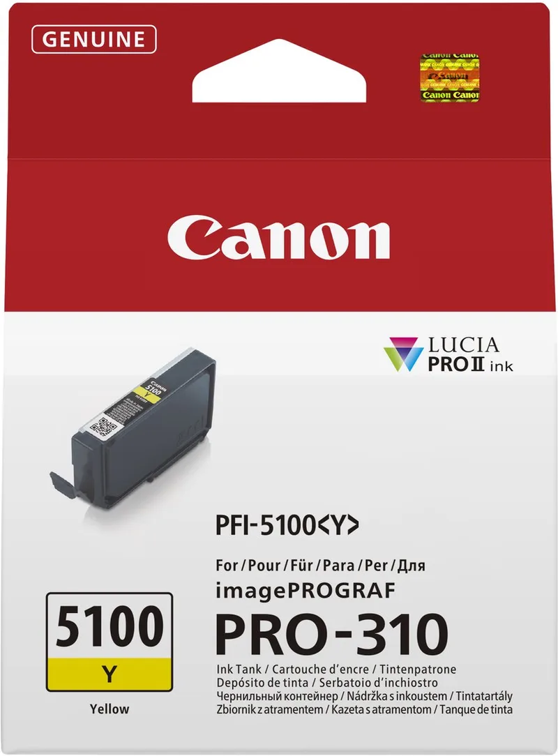 PFI-5100 Y inktcartridge 1 stuk(s) Origineel by Canon in Yellow – product photo