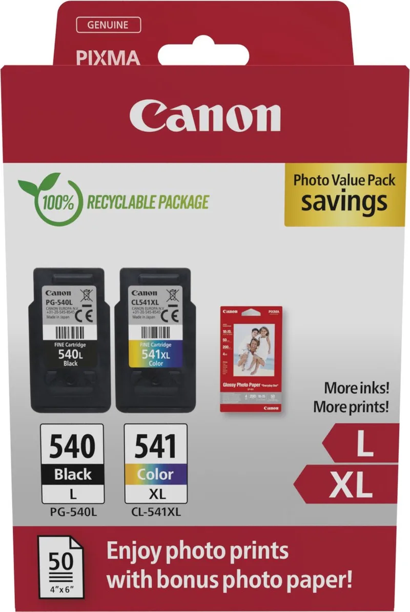 PG-540L + CL-541XL - Inktcartridge - Origineel - Hoge capaciteit - en Kleur by Canon in Black – product photo 1 of 2