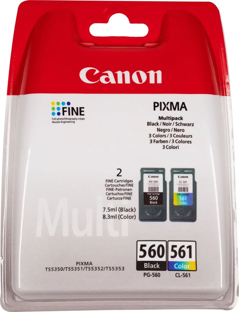 PG-560 & CL-561 - Inktcartridge + Retourzakje - Origineel - Standaard capaciteit - en Kleur von Canon in Schwarz – Produktfoto
