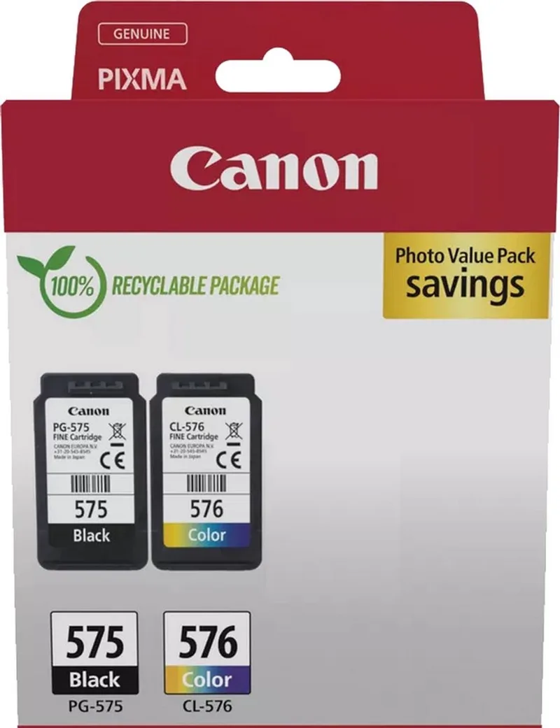 PG-575 & CL-576 - Inktcartridge + Retourzakje - Origineel - Standaard capaciteit - Zwart en by Canon in Kleur – product photo