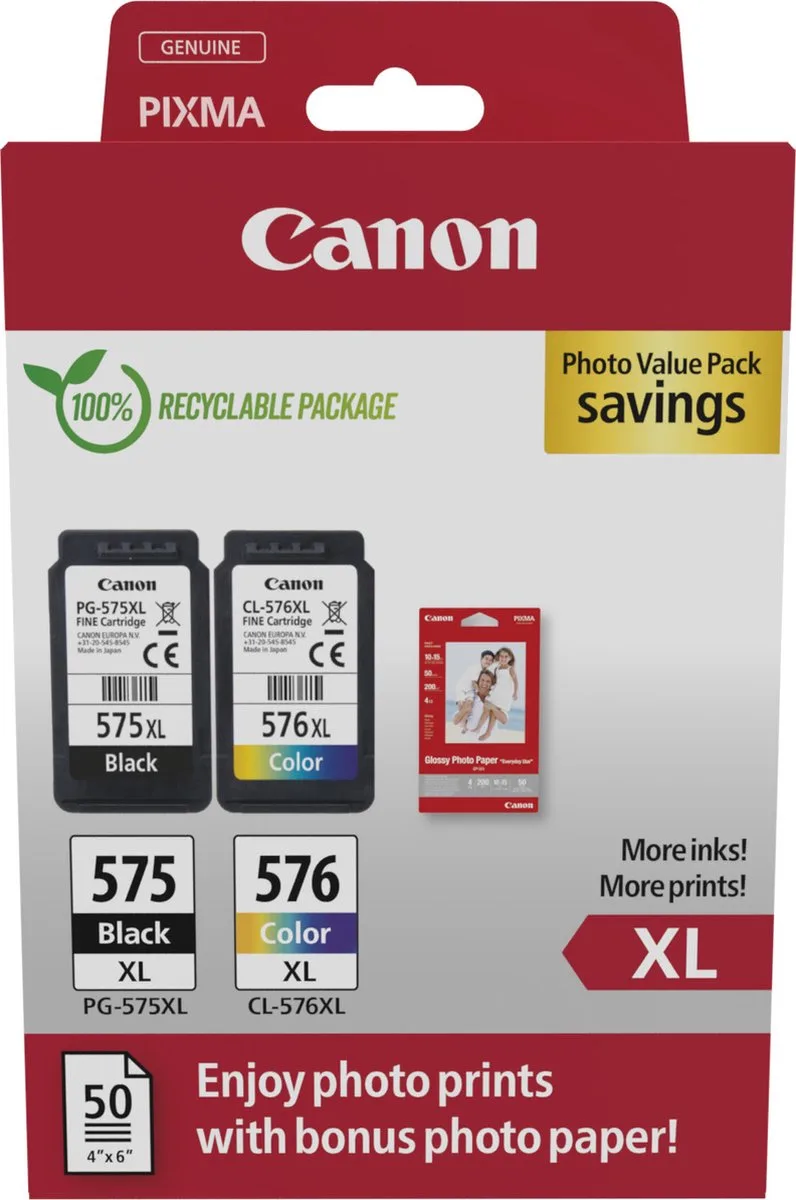 PG-575XL + CL-576XL - Inktcartridge - Origineel - Hoge capaciteit - Kleur en + Retourzakje de Canon en Noir – photo produit