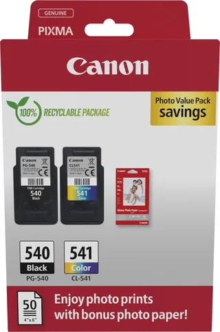 PG540 + CL541 - Inktcartridge - Origineel - Standaard capaciteit - 50 sheets fotopapier - en Kleur de Canon en Noir – photo produit 1 sur 2