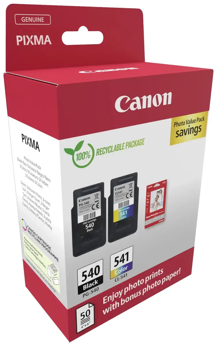 PG540 + CL541 - Inktcartridge - Origineel - Standaard capaciteit - 50 sheets fotopapier - en Kleur de Canon en Noir – photo produit 2 sur 2