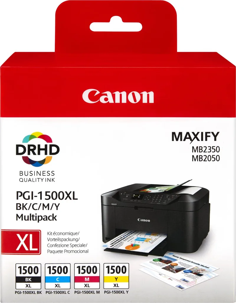 PGI-1500XL - Inktcartridge / Zwart / Cyaan / Magenta / Geel / Hoge Capaciteit de Canon en Noir, Cyaan, Magenta, Jaune – photo produit