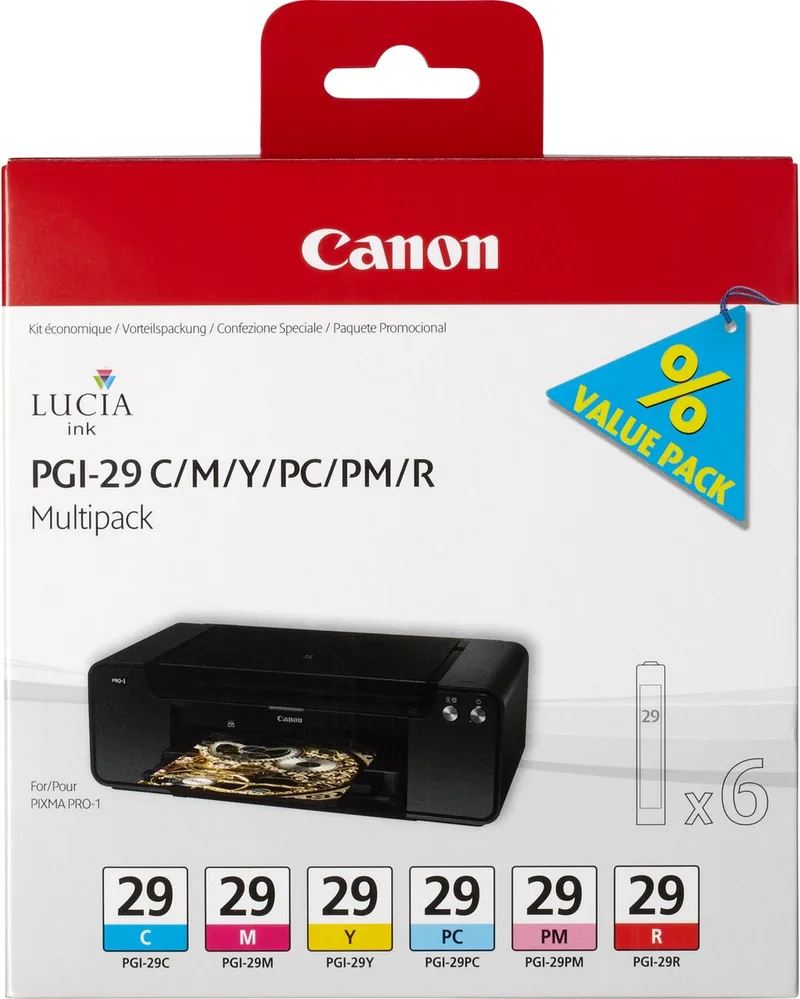 PGI-29 - Inktcartridge / Cyaan / Magenta / Foto Cyaan / Foto Magenta / Rood / Geel från Canon i Kleur – produktbild