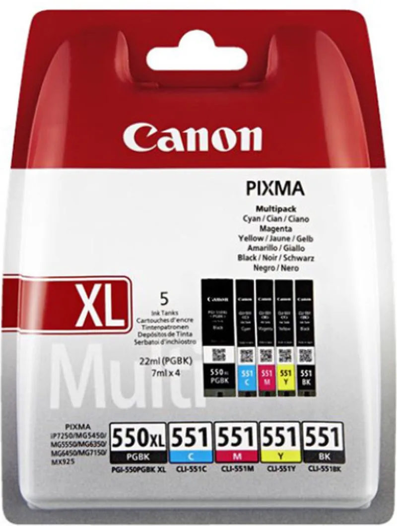 PGI-550XL & CLI-551 - Inktcartridge + Retourzakje - Origineel - en Kleur von Canon in Schwarz – Produktfoto