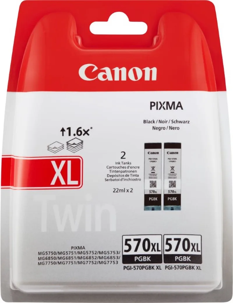pgi-570 0318C007 inktcartridge - 2 stuk(s) - Origineel - Hoog (XL) rendement - Retourzakje von Canon in Schwarz – Produktfoto