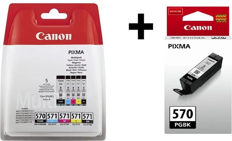 PGI 570/CLI 571 - Inktcartridge - 2x Multi en Zwart + Retourzakje de Canon en Noir, Cyaan, Magenta en yellow – photo produit