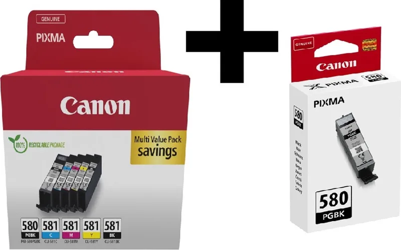 PGI 580/CLI 581 - Inktcartridges - 2x Multi en Zwart + Retourzakje de Canon en Noir, Cyaan, Magenta, Jaune – photo produit