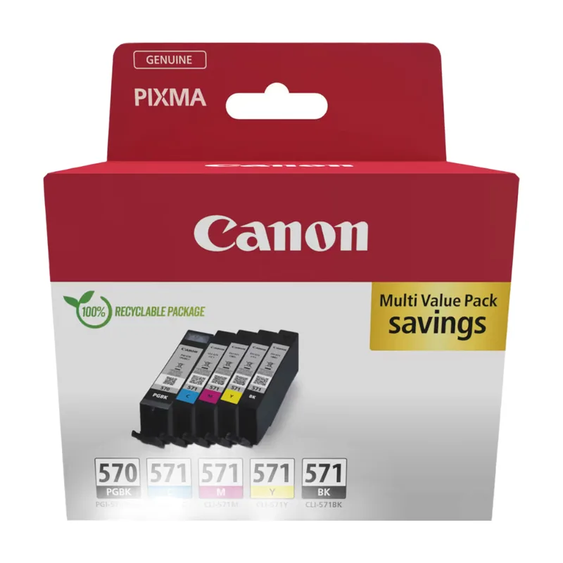 PGI570+CLI571 Lot de cartouches sèches 5 couleurs de Canon – photo produit