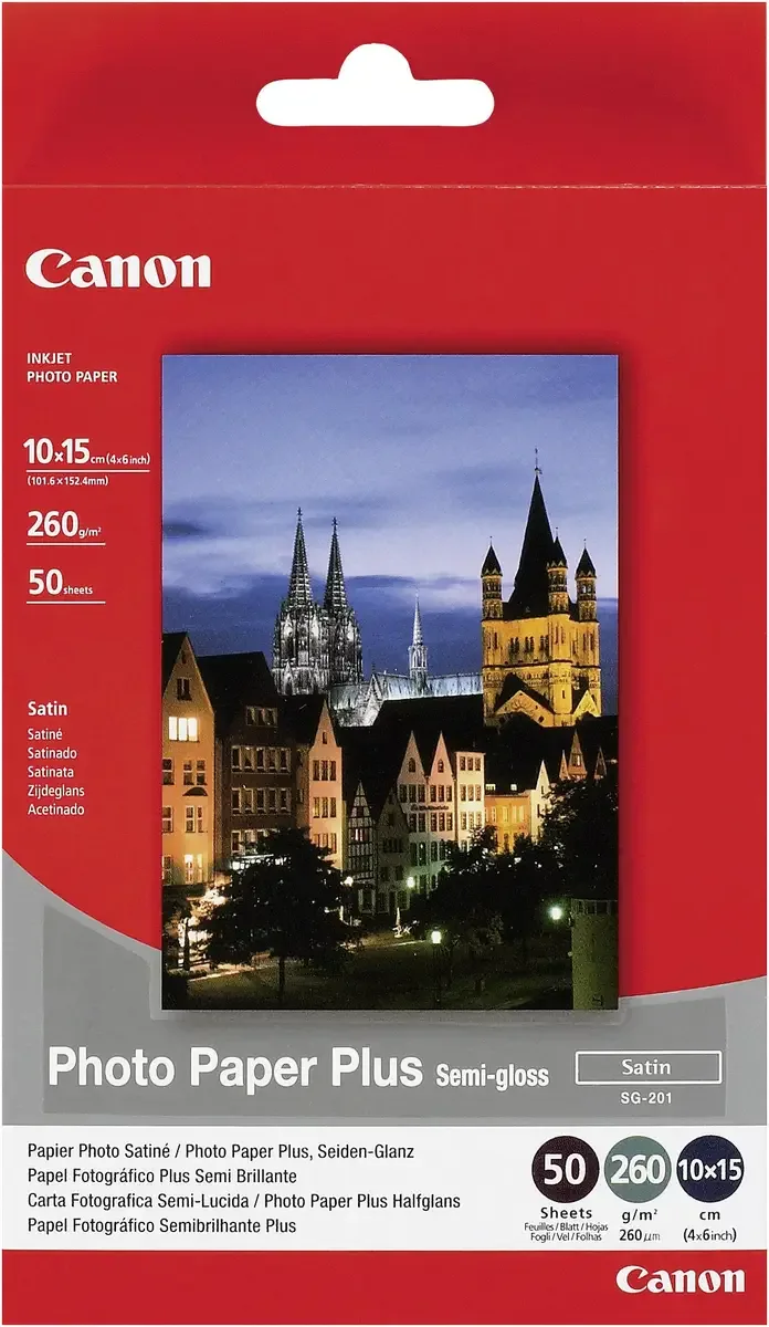 Photo Paper Plus Semi-gloss SG-201 1686B015 Fotopapier 10 x 15 cm 260 g/m² 50 Blatt Seidenglänzend de Canon – photo produit