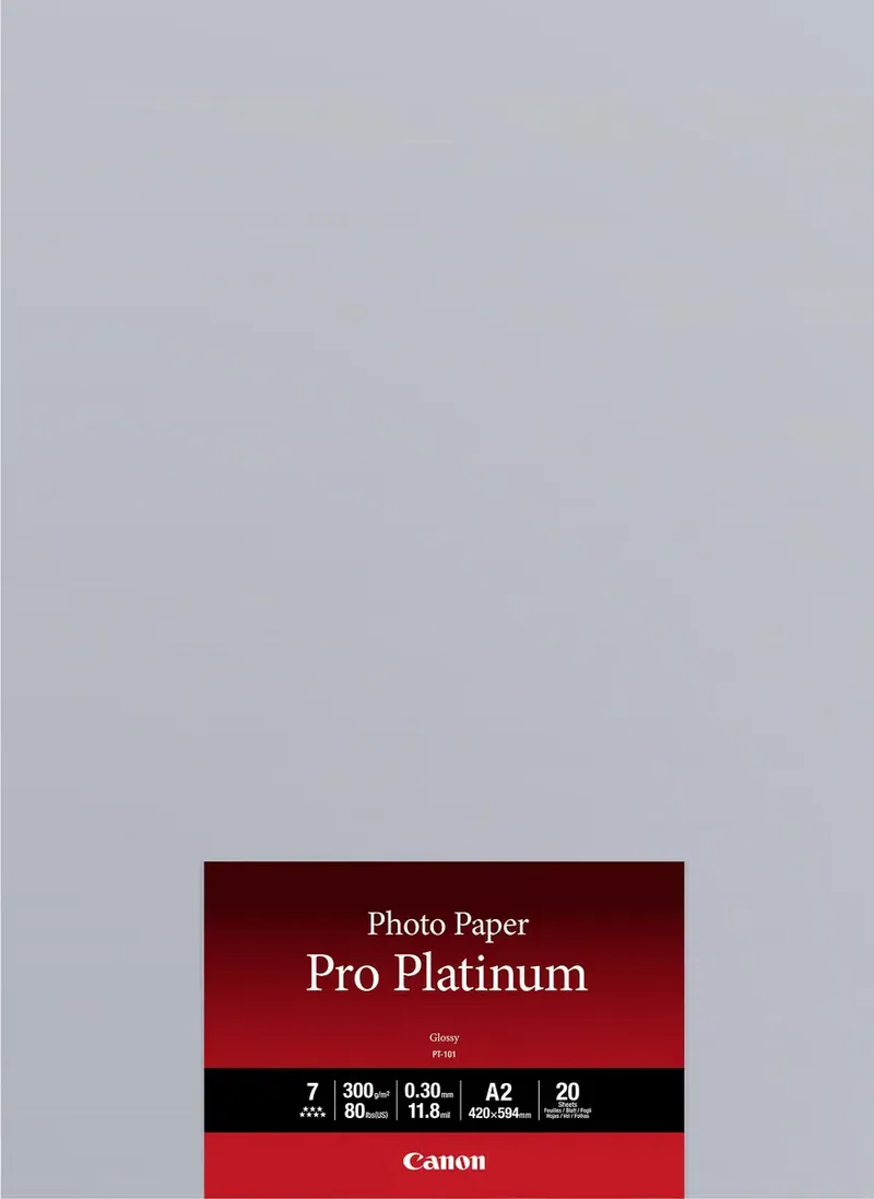 Photo Paper Pro Platinum PT-101 2768B067 Fotopapier DIN A2 300 g/m² 20 Blatt Hochglänzend de Canon – photo produit