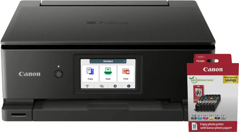 PIXMA TS8750 + 1 set extra cartridges + fotopapier van Canon – productfoto