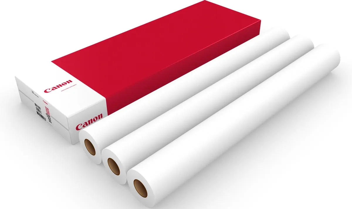 plotterpapier, standaard, Ft 914 mm x 50 m, 90 g, pak van 3 rollen van Canon – productfoto