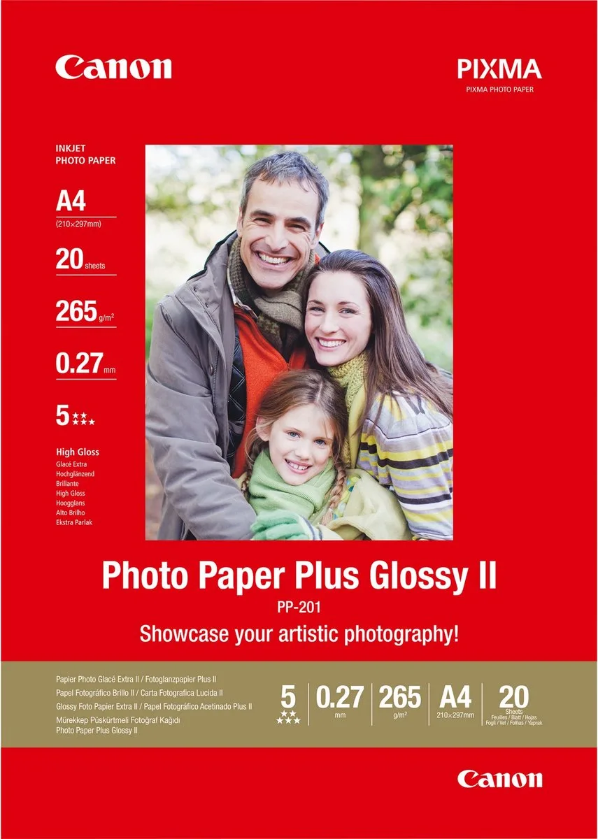 PP-201 - Fotopapier / A4 / 20 vel de Canon en Blanc – photo produit