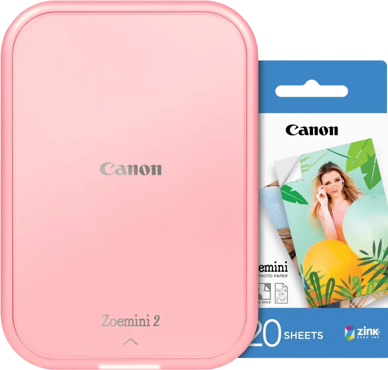 Zoemini 2 Roze + 20 vellen fotopapier van Canon – productfoto