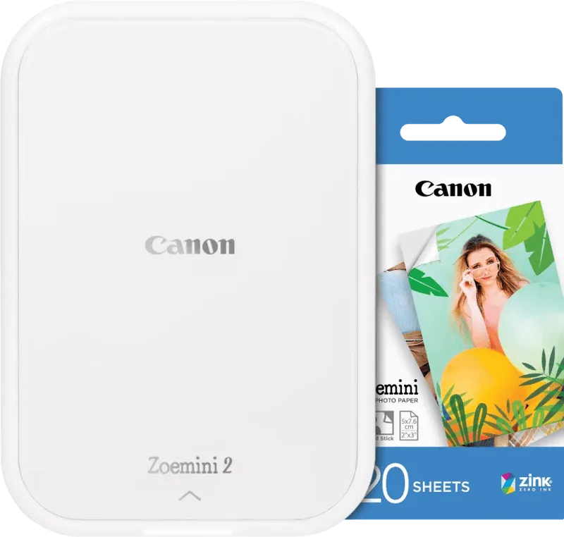 Zoemini 2 Wit + 20 vellen fotopapier de Canon – photo produit